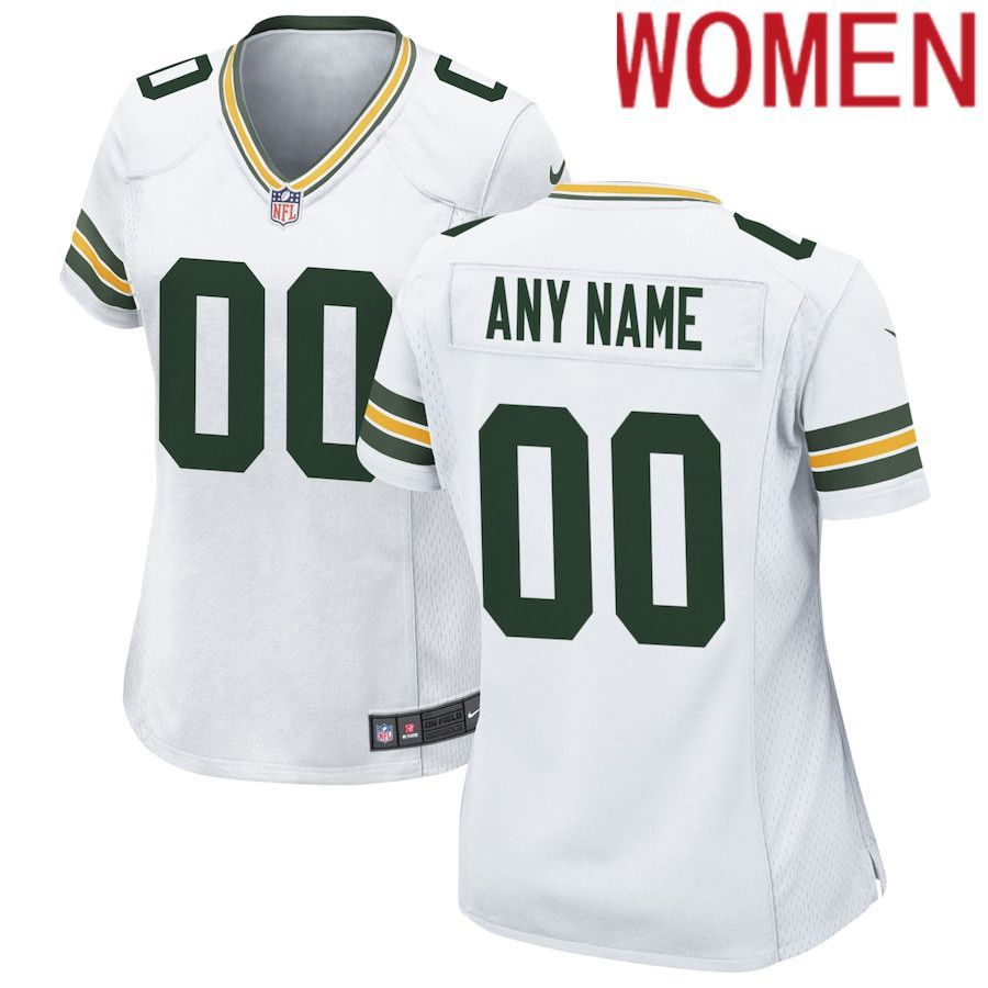 Women Green Bay Packers Nike White Custom Game NFL Jersey